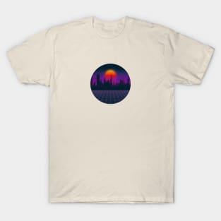 Vaporwave city circle T-Shirt